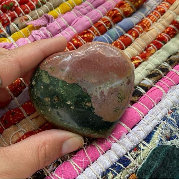 OCEAN JASPER HEART polished crystal heart 🌊 - Picture 1 of 2